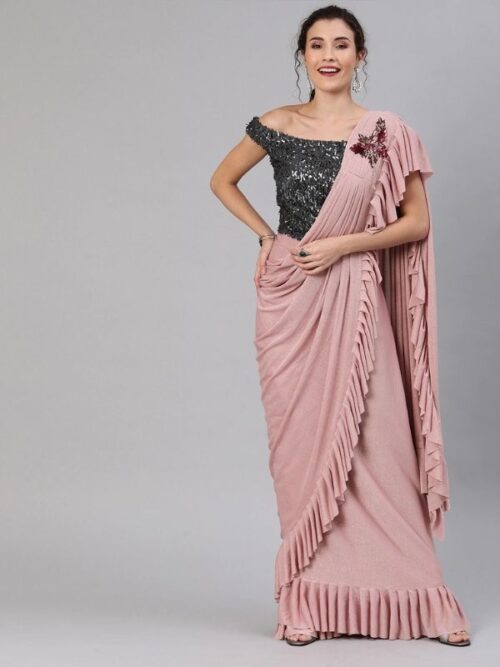 Crop top blouse with Embellished saree