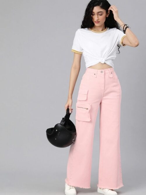 White Crop Top with flared pant