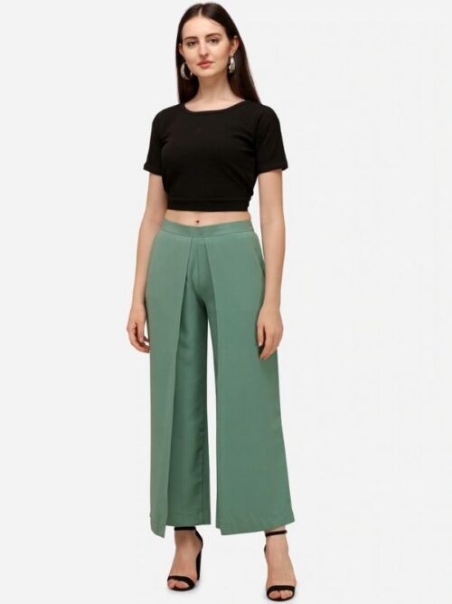 black crop top with flared pant