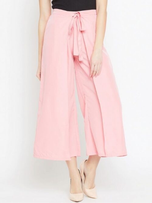 Black Crop Top With Baby Pink Culottes