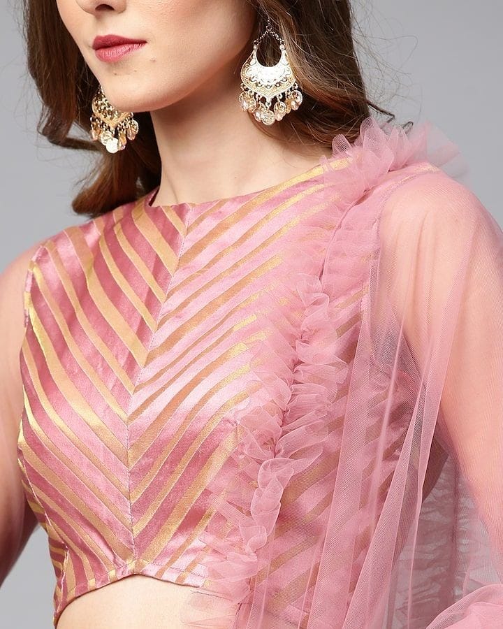 silk saree modern boat neck blouse designs