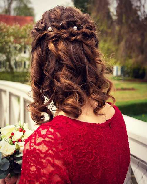 Twisted hairstyle with braided crown