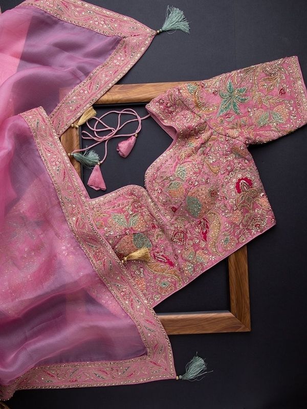Organza Saree Embroidery Blouse